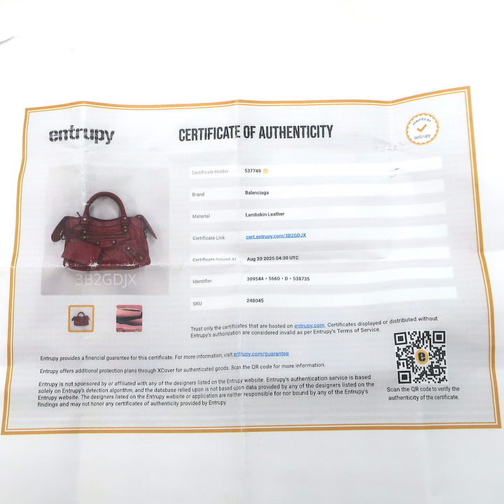 Balenciaga Giant Mini City Bag Rose Hortensia Lambskin Leather Crossbody