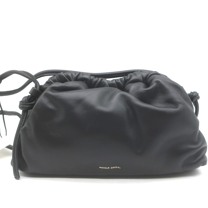 Mansur Gavriel Mini Cloud Clutch Black/Flamma Leather Crossbody NEW