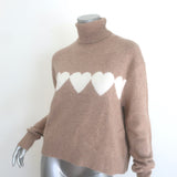 SPRWMN Cashmere Heart Turtleneck Sweater Almond Size Small NEW