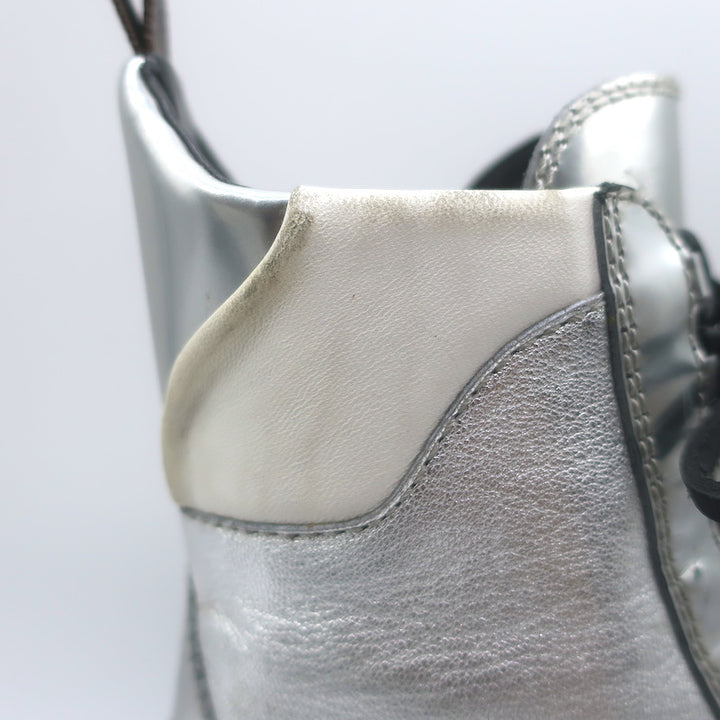 Louis Vuitton Spaceship Laureate Platform Combat Boots Silver Leather Size 38.5