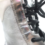 Louis Vuitton Spaceship Laureate Platform Combat Boots Silver Leather Size 38.5