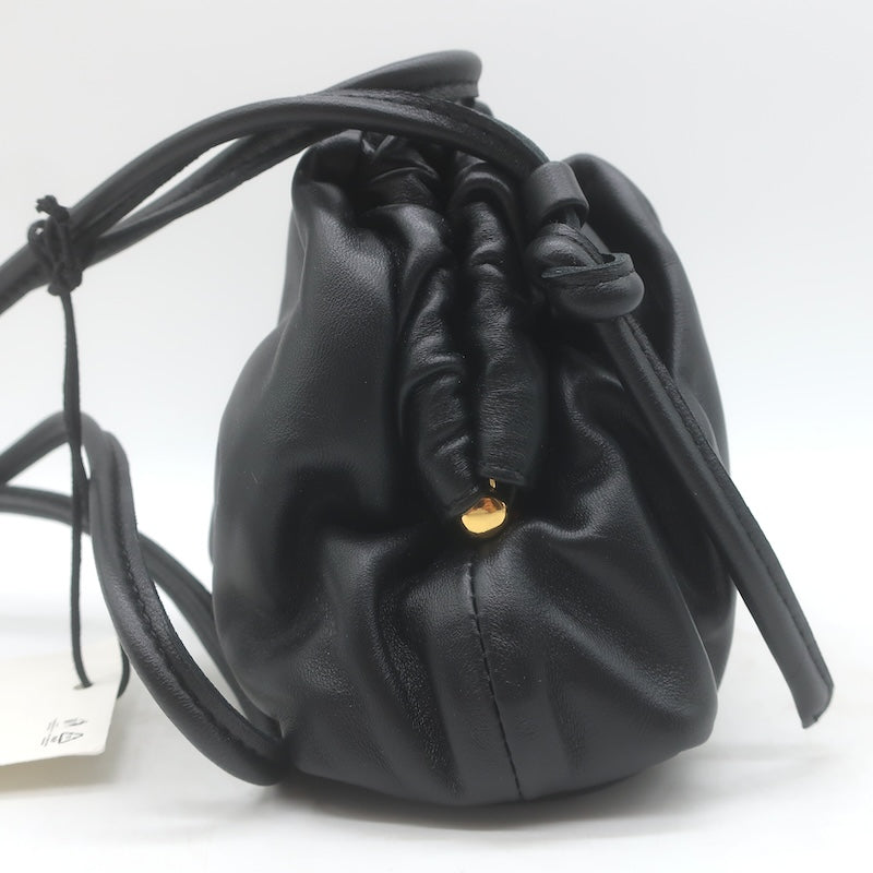 Mansur Gavriel Mini Cloud Clutch Black/Flamma Leather Crossbody NEW