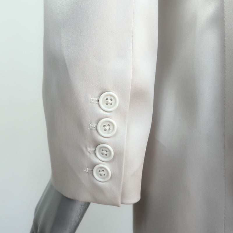 Heidi Merrick Double Breasted Satin Blazer Off-White Size Extra Small NEW