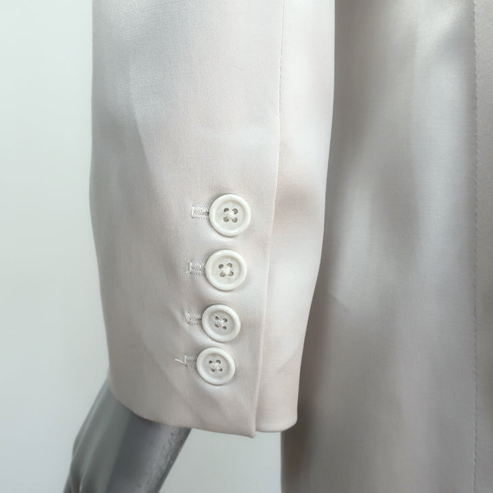 Heidi Merrick Double Breasted Satin Blazer Off-White Size Extra Small NEW