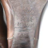 Brunello Cucinelli Platform Chelsea Boots Brown Leather Size 40