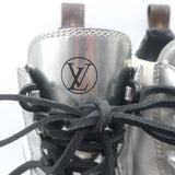 Louis Vuitton Spaceship Laureate Platform Combat Boots Silver Leather Size 38.5