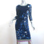 Fuzzi Jean Paul Gaultier Dress Navy Floral Print Stretch Mesh Size Large
