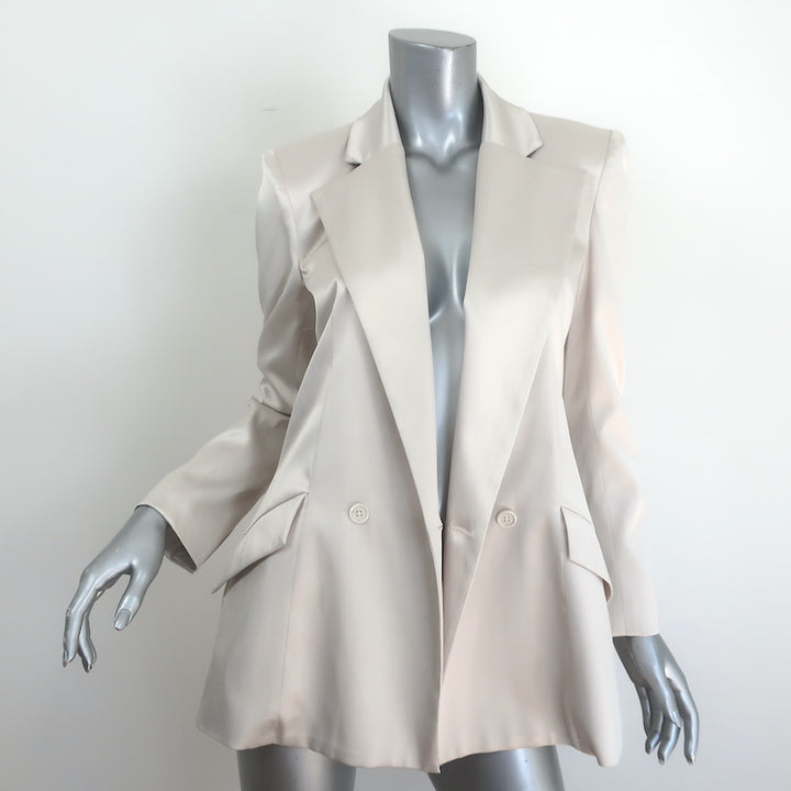Heidi Merrick Double Breasted Satin Blazer Off-White Size Extra Small NEW
