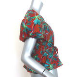 Ulla Johnson Mila puff-sleeve peplum top in rust floral poplin, gently pre-owned and authenticated