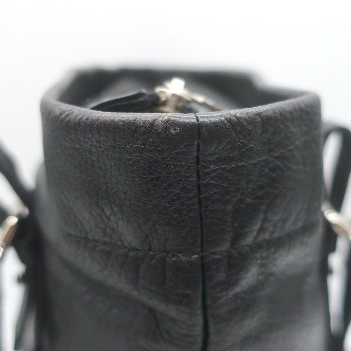 Yves Saint Laurent Kahala Studded Logo Tote Black Leather Small Shoulder Bag