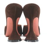 Amina Muaddi Lupita 95 Sandals Dark Brown Suede Size 38.5 Open Toe Mules NEW