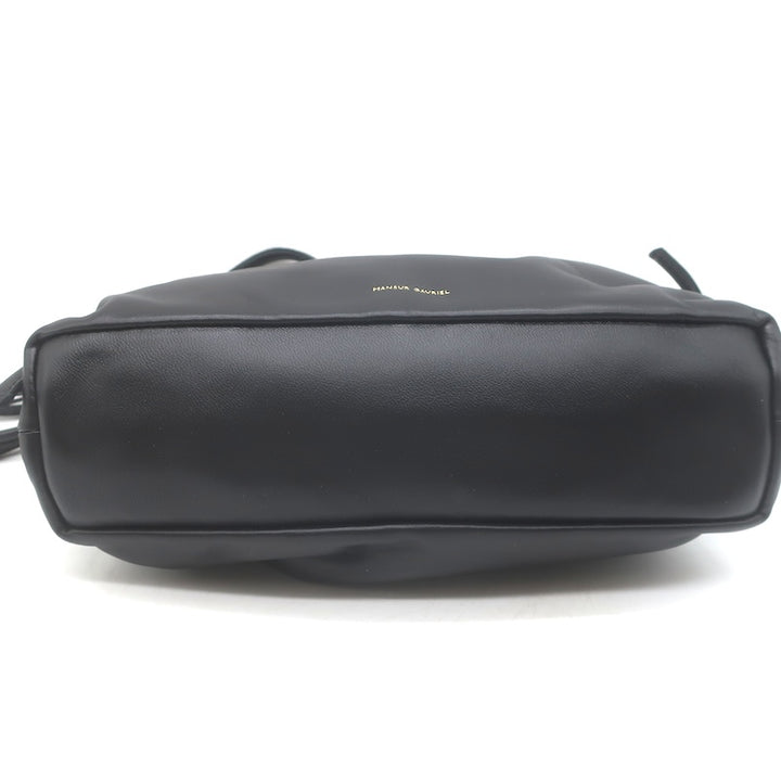 Mansur Gavriel Mini Cloud Clutch Black/Flamma Leather Crossbody NEW