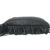 Bottega Veneta Large Veneta Fringed Hobo Black Intrecciato Leather Shoulder Bag