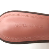 Amina Muaddi Lupita 95 Sandals Dark Brown Suede Size 38.5 Open Toe Mules NEW