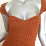 KHAITE Allegra Ribbed Knit Midi Bustier Dress Terracotta Size Medium