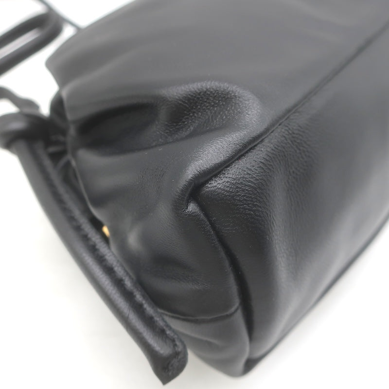 Mansur Gavriel Mini Cloud Clutch Black/Flamma Leather Crossbody NEW
