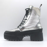 Louis Vuitton Spaceship Laureate Platform Combat Boots Silver Leather Size 38.5