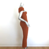 KHAITE Allegra Ribbed Knit Midi Bustier Dress Terracotta Size Medium