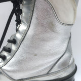 Louis Vuitton Spaceship Laureate Platform Combat Boots Silver Leather Size 38.5