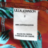 Ulla Johnson Mila puff-sleeve peplum top in rust floral poplin, authentic, size 2, gently pre-owned