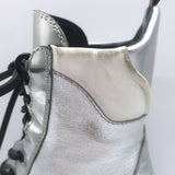 Louis Vuitton Spaceship Laureate Platform Combat Boots Silver Leather Size 38.5