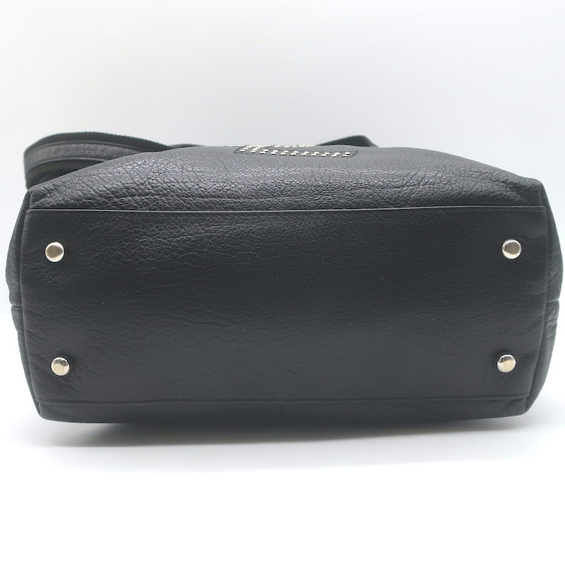 Yves Saint Laurent Kahala Studded Logo Tote Black Leather Small Shoulder Bag