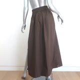 MIKOH Delia Side-Slit Maxi Skirt Dark Brown Cotton Poplin Size 0 NEW