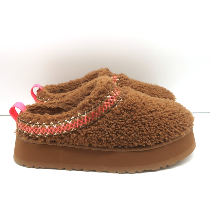 UGG Tazz Braid Shearling Platform Slippers Hardwood Size 9 NEW