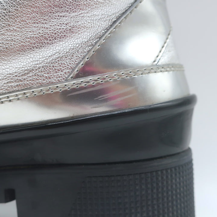 Louis Vuitton Spaceship Laureate Platform Combat Boots Silver Leather Size 38.5
