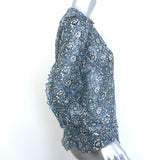 Veronica Beard Carolina Blouse Blue Floral Print Silk Size 2 Ruffle Sleeve Top