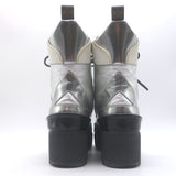 Louis Vuitton Spaceship Laureate Platform Combat Boots Silver Leather Size 38.5
