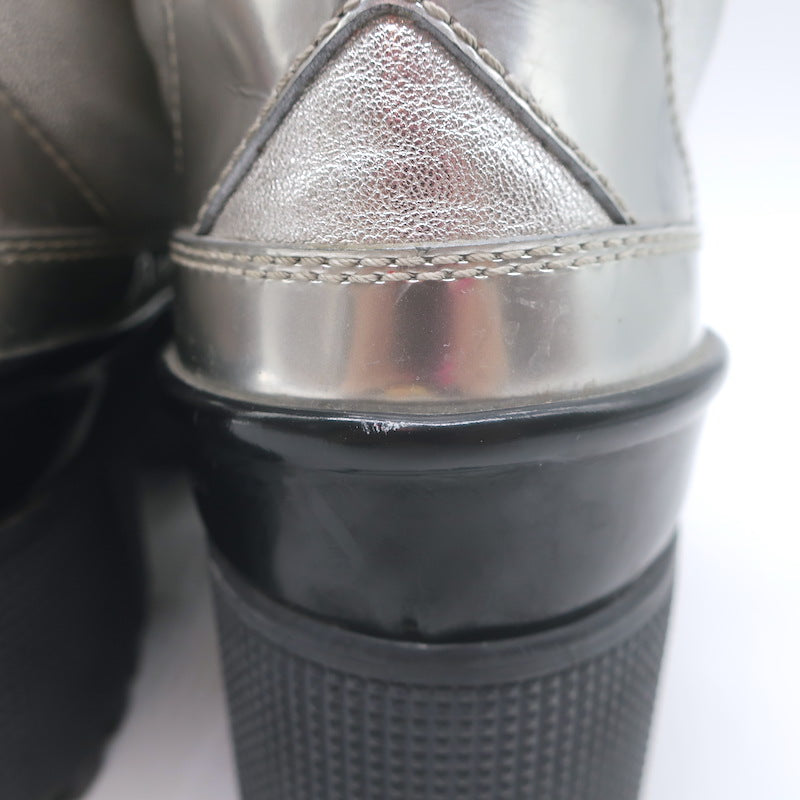 Louis Vuitton Spaceship Laureate Platform Combat Boots Silver Leather Size 38.5