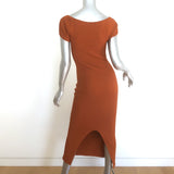 KHAITE Allegra Ribbed Knit Midi Bustier Dress Terracotta Size Medium
