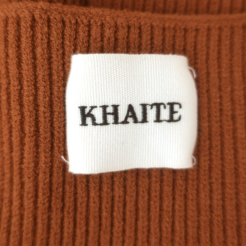 KHAITE Allegra Ribbed Knit Midi Bustier Dress Terracotta Size Medium