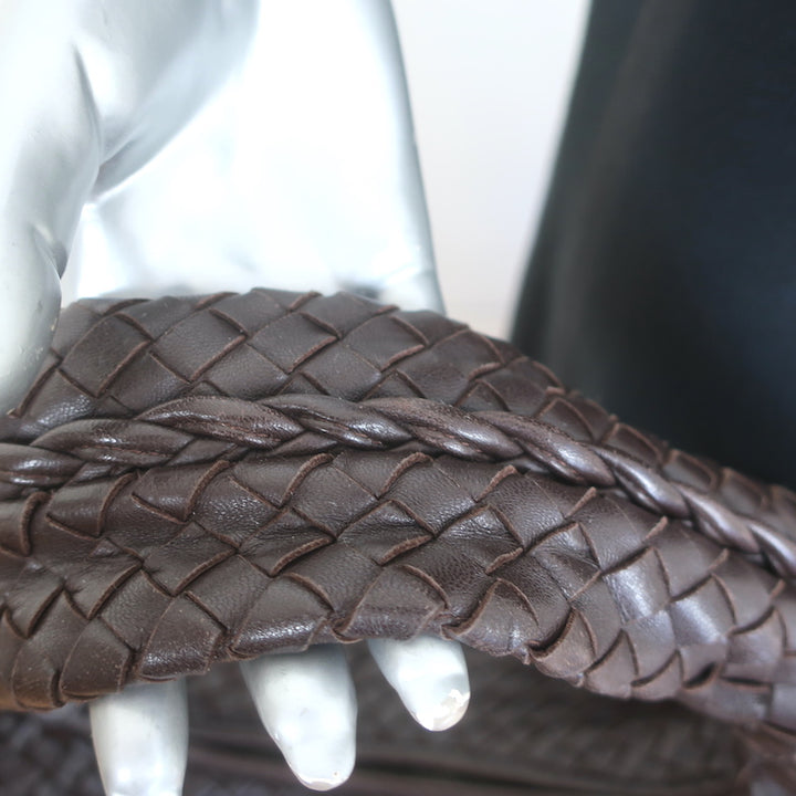 Bottega Veneta Large Veneta Hobo Dark Brown Intrecciato Leather Shoulder Bag