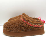 UGG Tazz Braid Shearling Platform Slippers Hardwood Size 9 NEW