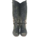Golden Goose Rose Bowl riding boots, dark brown distressed leather, size 40, authentic pre-owned designer pair.
