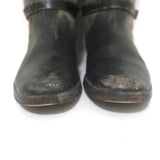 Golden Goose Rose Bowl riding boots in dark brown distressed leather, authentic pre-owned with gentle wear, size 40