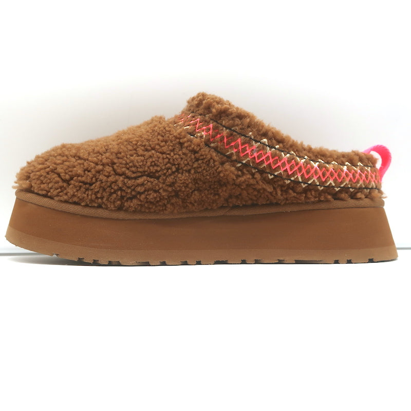 UGG Tazz Braid Shearling Platform Slippers Hardwood Size 9 NEW