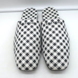 Balenciaga Cosy Gingham Mules Black & White Leather Size 37 Slip-On Flats