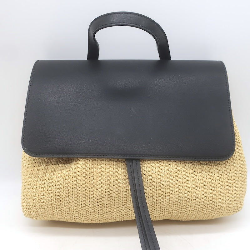 Mansur Gavriel Soft Lady Bag Natural Raffia &amp; Black Leather Crossbody