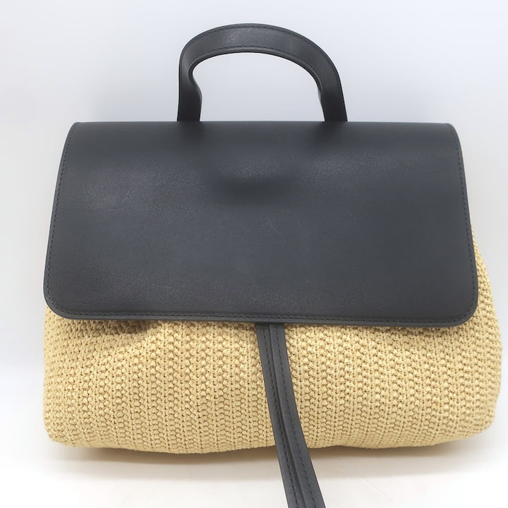 Mansur Gavriel Soft Lady Bag Natural Raffia &amp; Black Leather Crossbody