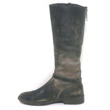Authentic Golden Goose Rose Bowl riding boots in dark brown distressed leather, pre-owned, gently worn
