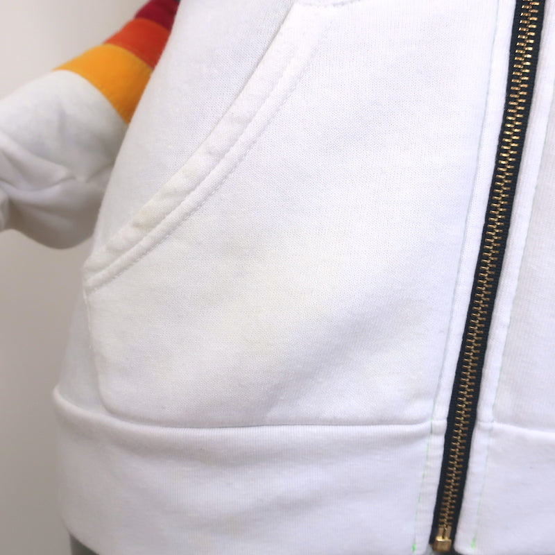 Aviator Nation Rainbow Zip-Up Hoodie Sweatshirt White Size Small