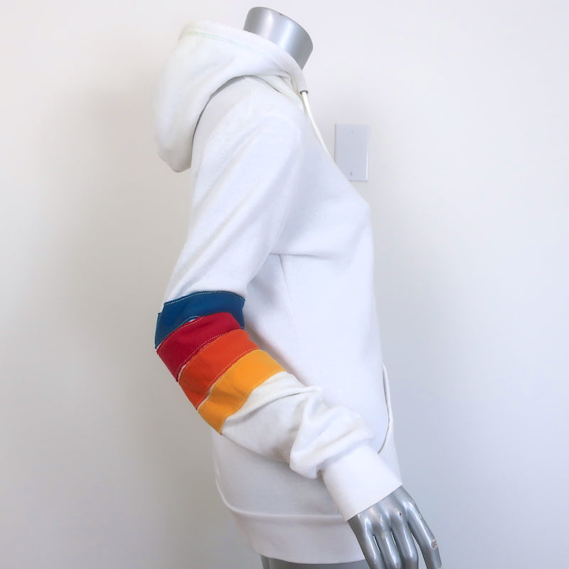 Aviator Nation Rainbow Zip-Up Hoodie Sweatshirt White Size Small