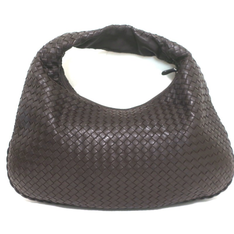 Bottega Veneta Large Veneta Hobo Dark Brown Intrecciato Leather Shoulder Bag