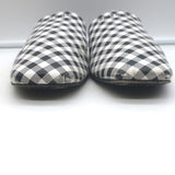Balenciaga Cosy Gingham Mules Black & White Leather Size 37 Slip-On Flats