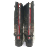Golden Goose Rose Bowl riding boots, dark brown distressed leather, pre-owned authentic luxury, size 40