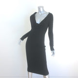 Alexander McQueen Twist-Neck Ribbed Knit Dress Black Wool Size Medium