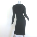 Alexander McQueen Twist-Neck Ribbed Knit Dress Black Wool Size Medium